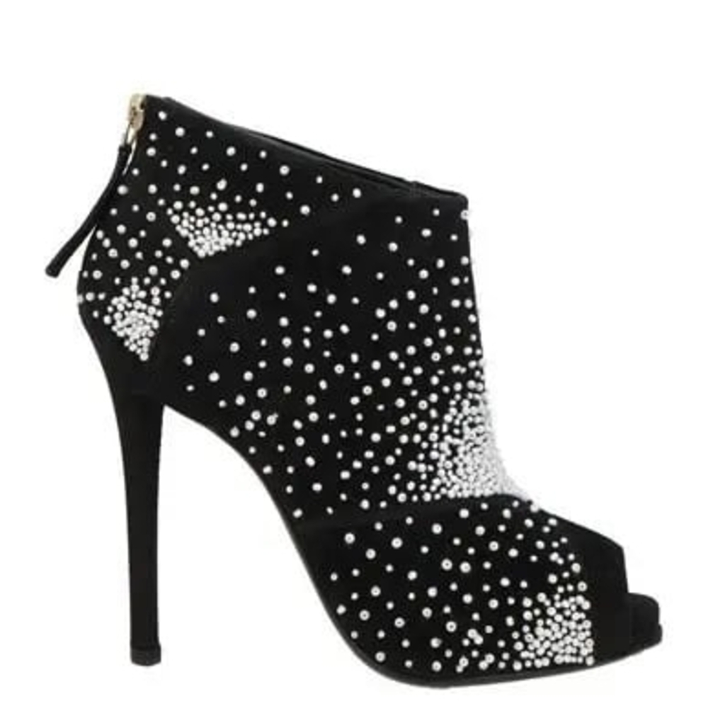 ROGER VIVIER ankle boot appliqués Size 37 Elegant Black Stiletto Heels Witchy